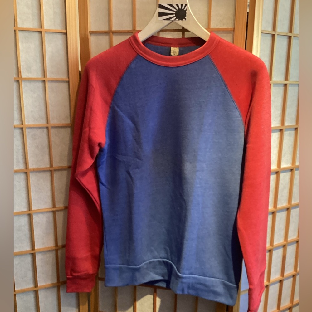 Alternative Apparel Two-Tone Blue Body Red Sleeve Raglan Sweatshirt